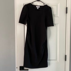 Motherhood Maternity Black Textured Puff Sleeve Dress